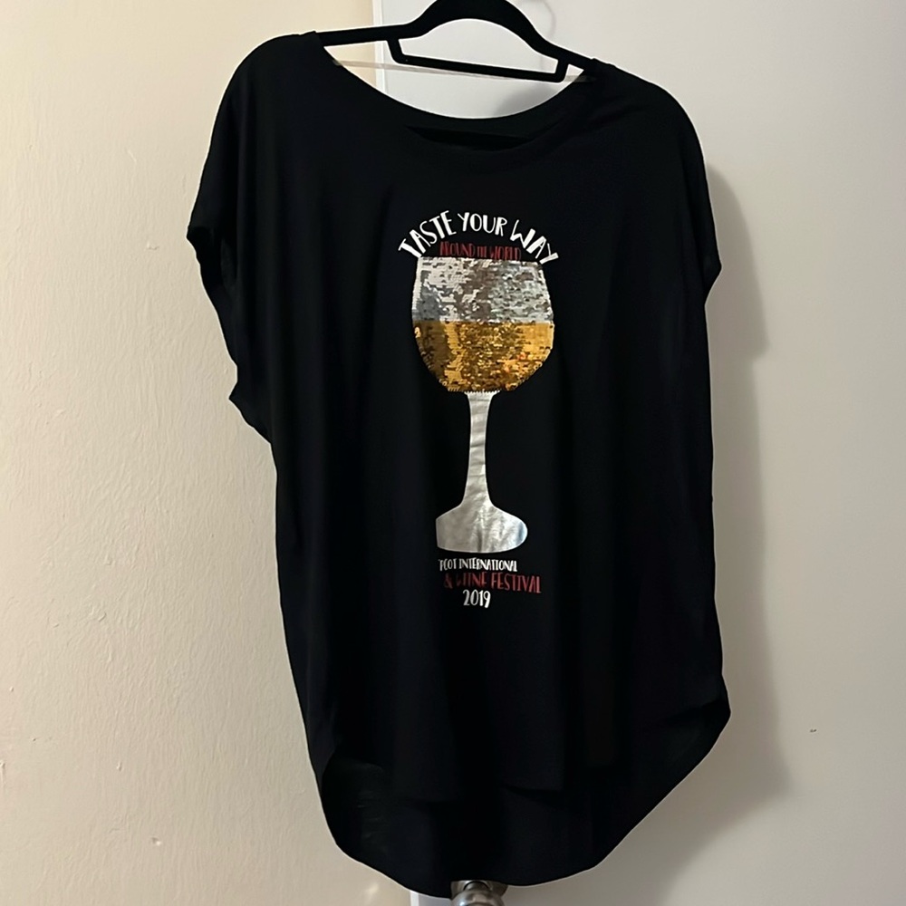 Epcot International Food & Wine Festival 2019 Reversible Sequin T-Shirt size XL